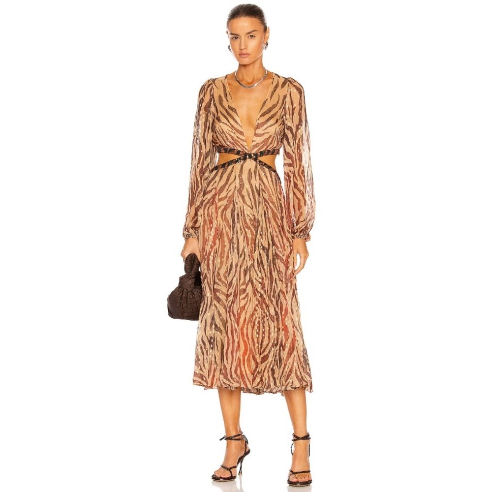 Rococo Sand Women's Camel Aine Midi Dress Size Large